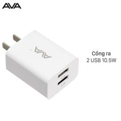  Adapter sạc 2 cổng USB 10W Dual AVA U215A Trắng 