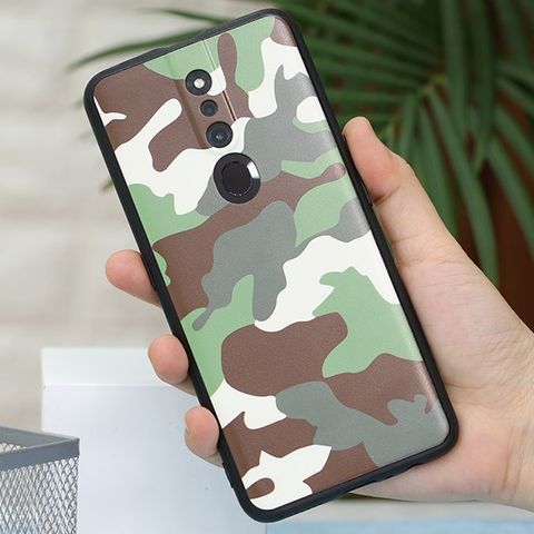 Ốp lưng Oppo F11 Pro Nhựa cứng viền dẻo TPU PC printing OSMIA CKTG330 Vân lính Xanh lá