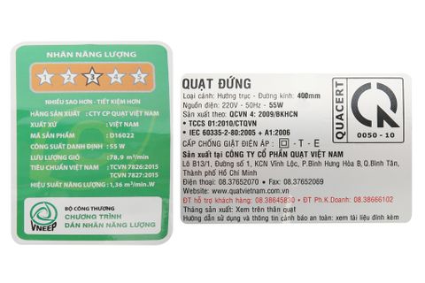 Quạt đứng Asia D16022-DV0 đen