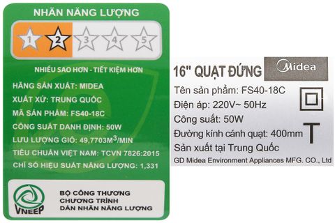 Quạt đứng Midea FS40-18C