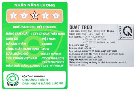 Quạt treo Asia L16018-TV0 Trắng