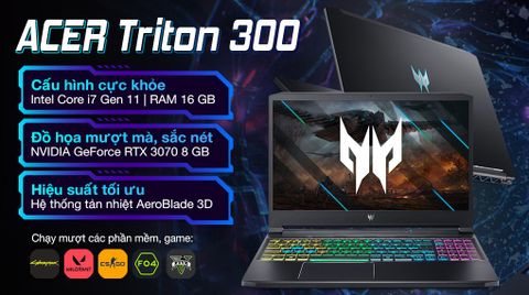 Laptop Acer Predator Triton 300 PT315 53 71DJ i7 11800H/16GB/512GB/8GB RTX3070/165Hz/Win10 (NH.QDSSV.001)