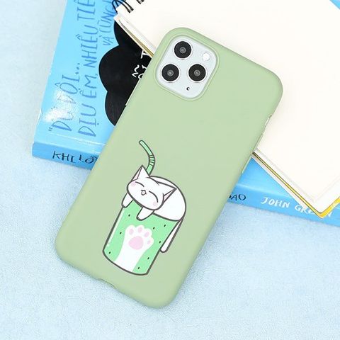 Ốp lưng iPhone 11 Pro Nhựa dẻo UV CKTG852 Mèo ly Xanh lá