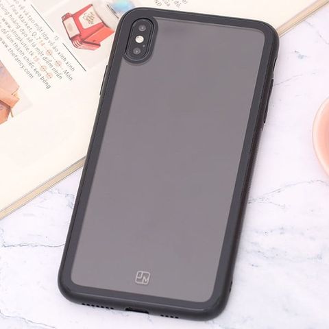 Ốp lưng iPhone XS Max nhựa cứng viền dẻo Glass simple II JM Đen