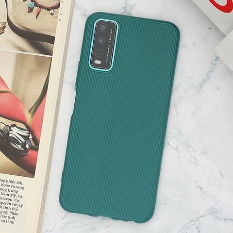 Ốp lưng Vivo Y20/Y20S/Y12S Nhựa dẻo Line Pattern TPU COSANO Xanh Teal