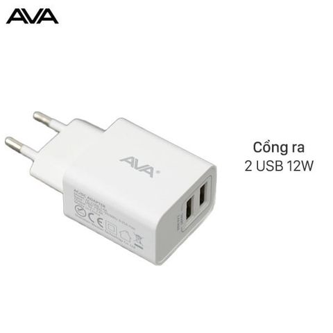 Adapter Sạc 2.4A Dual AVA ACL168 Trắng