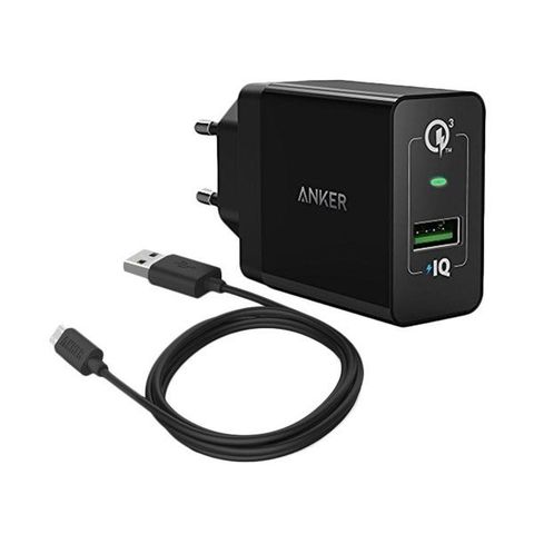 Sạc Anker 1 Cổng 18w Quick Charge 3.0, Kèm Cáp Micro Usb 0.9m