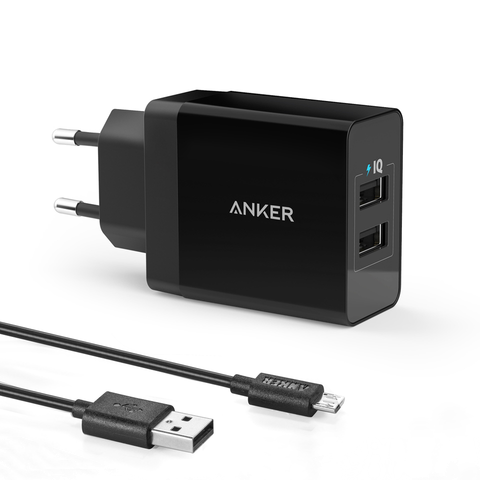 Sạc Anker 2 Cổng, 24w - Powerport 2, 24w, Kèm Cáp Micro Usb