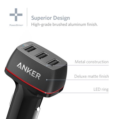 Sạc Ô Tô Anker 3 Cổng, 36w - Powerdrive+ 3, 36w