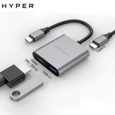 Adapter chuyển đổi Type C 3 in 1 HyperDrive HD259A Xám