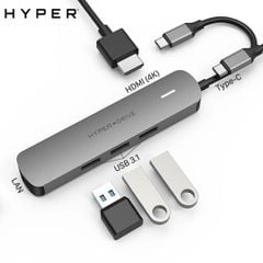  Adapter chuyển đổi Type C 6 in 1 HyperDrive HD233B Xám 
