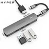 Adapter chuyển đổi Type C 6 in 1 HyperDrive HD233B Xám