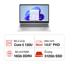  Laptop HP 14 ep1011TU 9Z2W3PA (Core 5 120U/ 16GB/ 512GB SSD/ 14 inch FHD/ Win11/ Silver) 