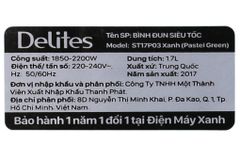  Bình siêu tốc Delites ST17P03 Xanh 