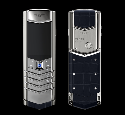 Vertu Signature S Silver Navy Alligator Blue Sapphire Select Key