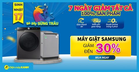 Sinh nhật 17, máy giặt Samsung đồng loạt giảm sâu đến 30% chỉ trong 7 ngày, mua ngay!