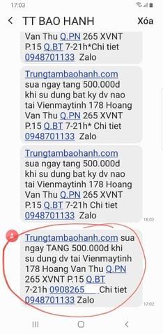 Trungtambaohanh.com sua ngay tang 500.000d khi su dung bat ky dv nao tại Vienmaytinh 178 Hoang Van Thu Q. PN |265 XVNT P.15 Q.BT 7-21h *Chi tiet 0948701133 Zalo