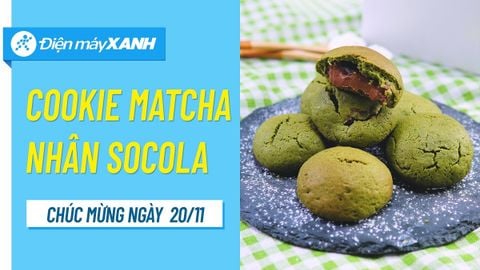 Cách làm bánh cookie matcha nhân socola tan chảy bằng nồi chiên không dầu