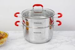  Bộ nồi xửng inox 5 đáy nắp kính 24 cm Sunhouse SHG507-24 