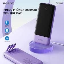 Pin dự phòng Robot 10000mAh 10.5W tích hợp cáp C, L, M RP-101L