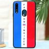Ốp lưng Galaxy A20s cứng viền dẻo Tempered glass OSMIA Xanh navy đỏ