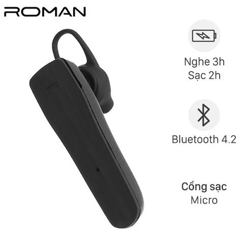 Tai nghe Bluetooth Roman R553X Đen