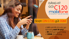  Đăng ký gói cước 4G C120 MobiFone: 120GB/30 ngày, miễn phí gọi nội mạng 