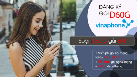 Đăng ký gói D60G 4G Vinaphone 60GB 1 tháng HOT 2021