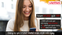  Cách đăng ký gói V120Z Viettel: 4GB/ngày, miễn phí gọi, 90k/tháng 
