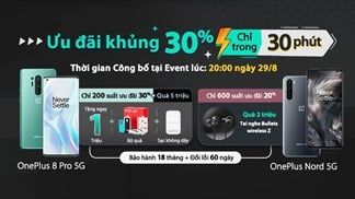 Công bố chương trình giảm đến 30% dành OnePlus 8 Pro 5G và OnePlus Nord 5G, diễn ra trong thời gian ngắn với số lượng cực kỳ giới hạn