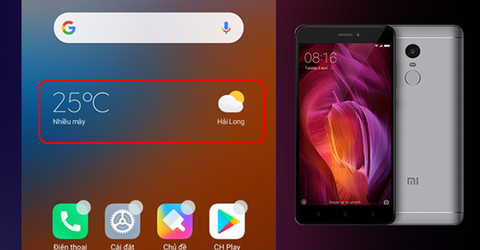 Cách thêm tiện ích thời tiết trên màn hình chính Xiaomi Redmi Note 4