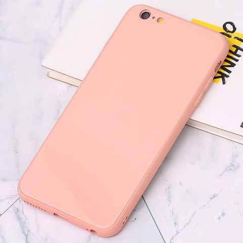 Ốp lưng iPhone 6/6s+ nhựa cứng viền dẻo Tempered Glass silk OSMIA Hồng nhạt