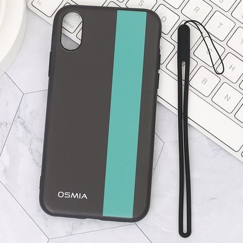 Ốp lưng iPhone X/Xs Nhựa dẻo UV Printing OSMIA CKTG413 Sọc xanh Đen