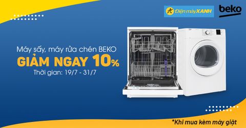 Giảm 10% máy sấy quần áo, máy rửa chén Beko khi mua kèm máy giặt