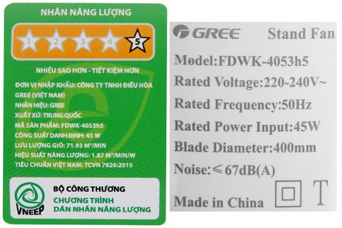 Quạt đứng Gree FDWK-4053h5 Trắng