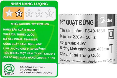 Quạt đứng Midea FS40-18BR Trắng