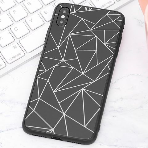 Ốp lưng iPhone XS Max nhựa cứng viền dẻo Glass printing JM 19G016 Đen Đường gold