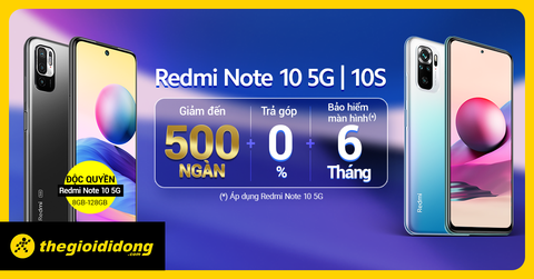 Redmi Note 10 5G | Note 10S Giảm đến 500.000đ, trả góp 0%
