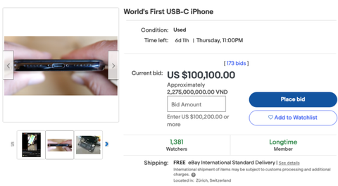 iPhone 'độ' cổng USB-C được đấu giá 100.000 USD