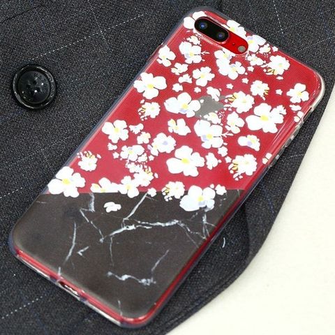 Ốp lưng iPhone 7/8+ Nhựa dẻo Printing Clear TPU MEEKER CN62509 Hoa đào nở