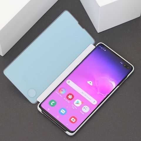 Bao da Samsung Galaxy S10+ Nắp gập Clear View Trắng