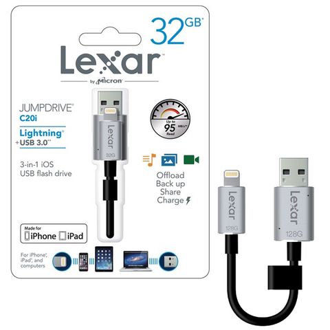 USB Lightning Lexar Jumpdriver C20i 32GB - LJDC20I-32GBBBAP