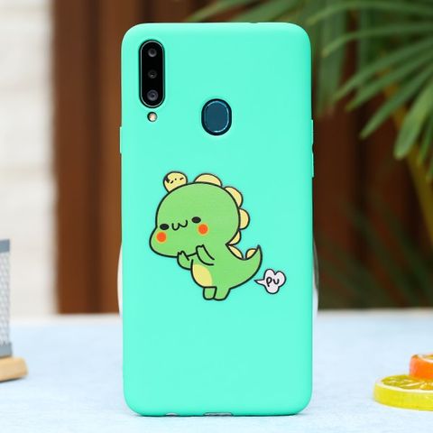 Ốp lưng Galaxy A20s Nhựa dẻo UV printing OSMIA Khủng long Xanh lá