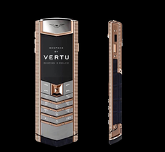  Vertu Signature Red Gold Clous De Paris Handset Navy 