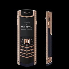  Vertu Signature Red Gold Clous De Paris Side Cheeks Navy Calf 