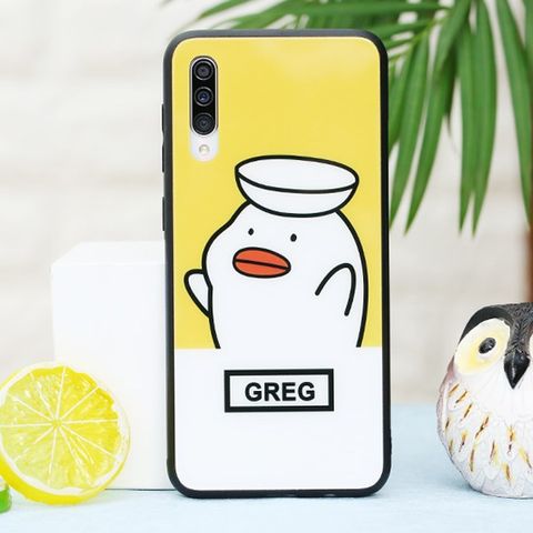 Ốp lưng Galaxy A30s Nhựa cứng viền dẻo Tempered glass OSMIA Greg Vàng