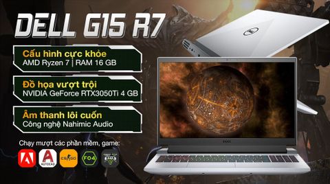 Laptop Dell Gaming G15 5515 R7 5800H/16GB/512GB/4GB RTX3050Ti/120Hz/Office H&S2019/Win10 (70258051)