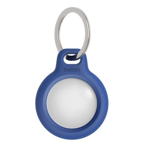 Vỏ bảo vệ AirTag Belkin Nhựa cứng kèm dây đeo xanh.