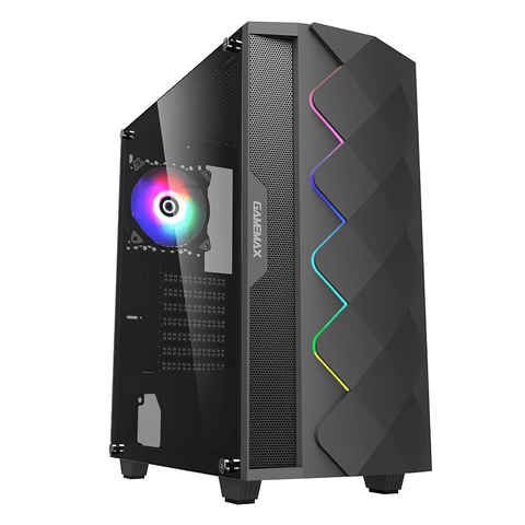Vỏ Case Gamemax Diamond Black - Led Strips Rainbow