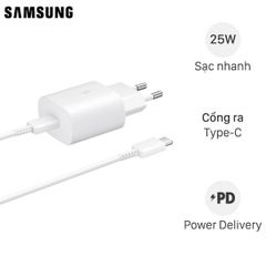 Bộ Adapter sạc kèm cáp Type C - Type C PD 25W Samsung EP-TA800 Trắng 